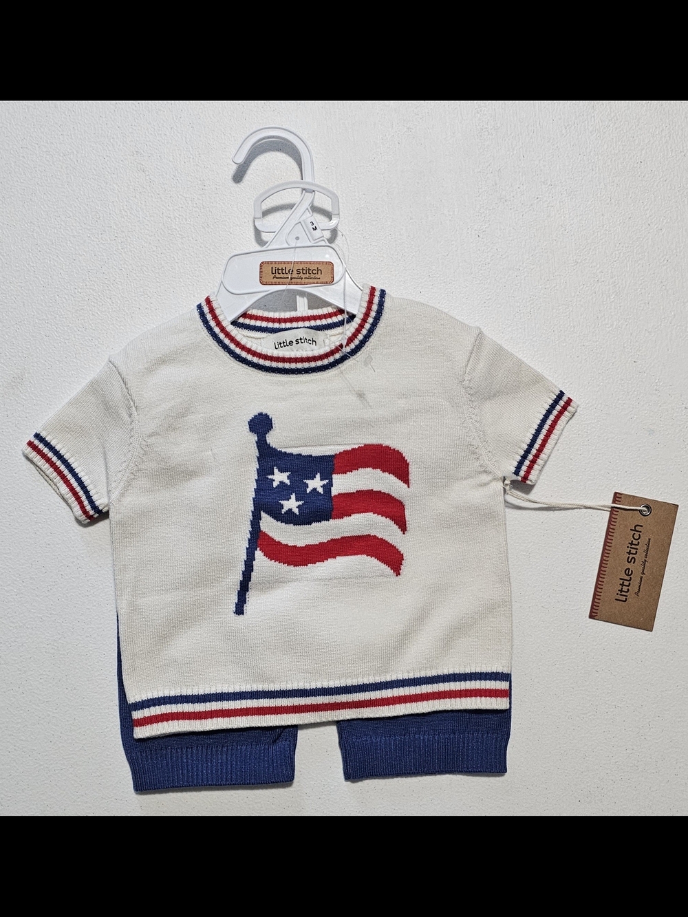 Cream Kids Flag Knit Top